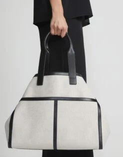 Linen-Hemp Garden L Tote 9 Linen-Hemp Garden L Tote -Lafayette 148 Store a2634 hgbx black multi full2 1