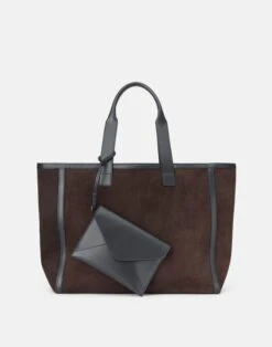 Suede & Leather L Tote 10 Suede & Leather L Tote -Lafayette 148 Store a2677 hgbx wood multi back