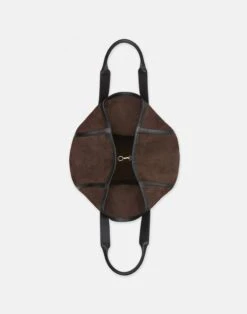 Suede & Leather L Tote 12 Suede & Leather L Tote -Lafayette 148 Store a2677 hgbx wood multi detail