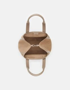 Suede & Leather L Tote—Small 10 Suede & Leather L Tote—Small -Lafayette 148 Store a2739 hgbx hickory detail