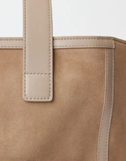 Suede & Leather L Tote—Small 11 Suede & Leather L Tote—Small -Lafayette 148 Store a2739 hgbx hickory detail2