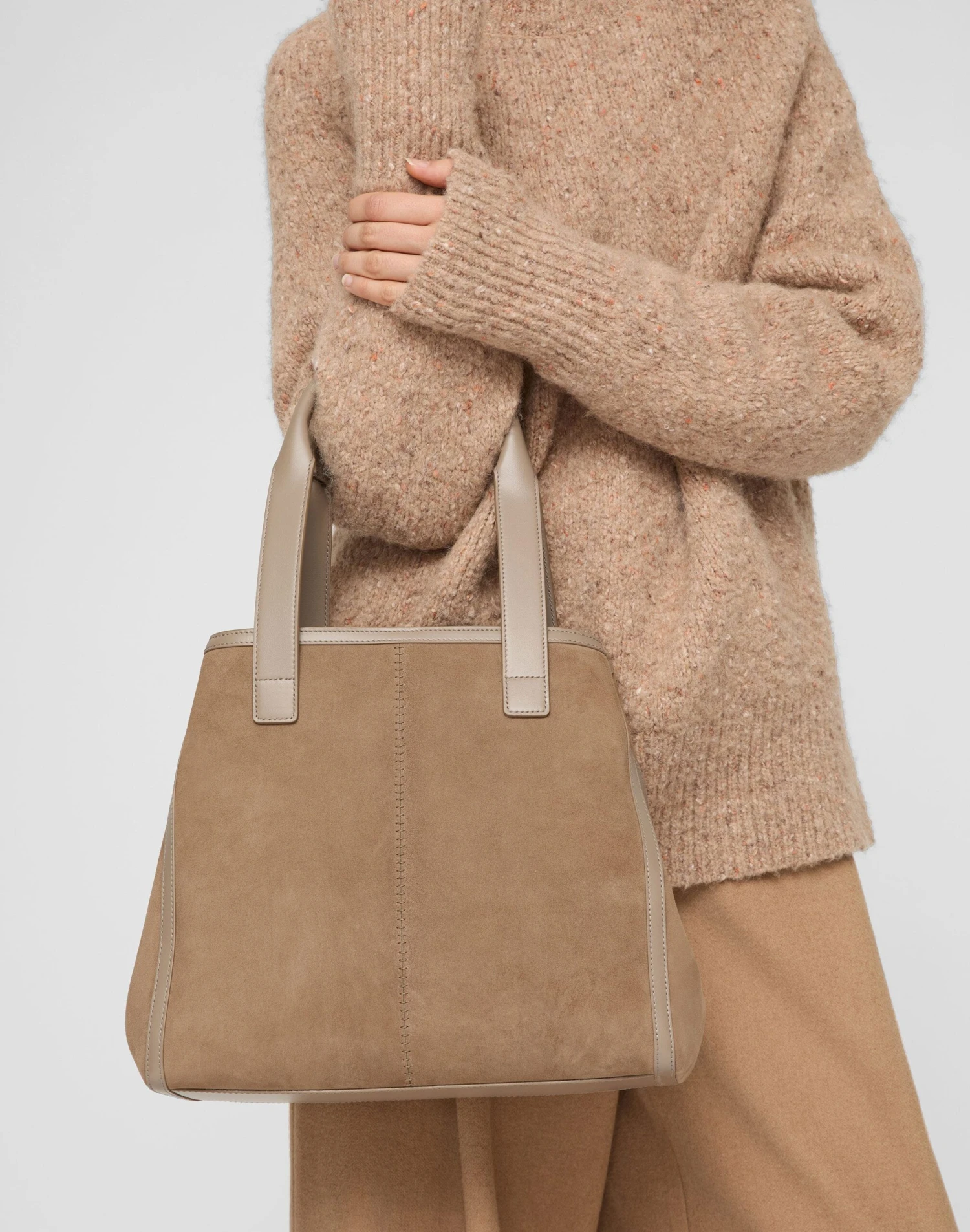 Suede & Leather L Tote—Small 2 Suede & Leather L Tote—Small - Image 2