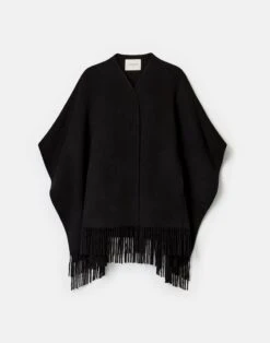 Wool-Cashmere Fringed Cape