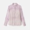 Washed Glaze Print Silk Crépon Button Blouse 12 Washed Glaze Print Silk Crépon Button Blouse -Lafayette 148 Store mbae3r 2c88 lavender tint multi flat