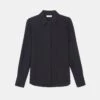 Silk Georgette Button Blouse -Lafayette 148 Store mbae3r 6013 black flat