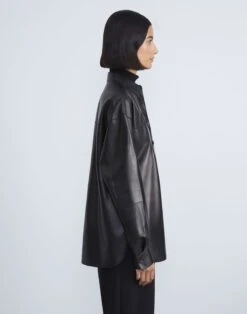 Nappa Lambskin Leather Shirt Jacket -Lafayette 148 Store mbdc5r l215 black other