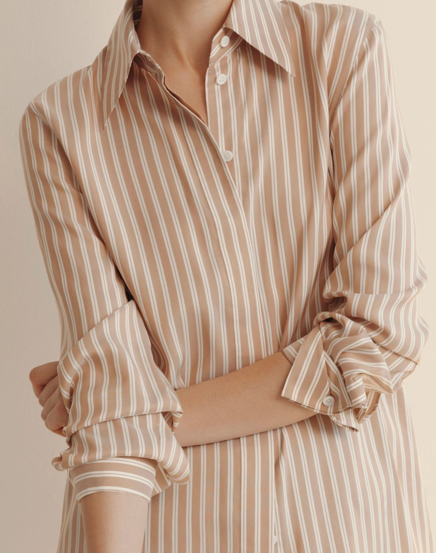 Striped Silk French Cuff Blouse 4 Striped Silk French Cuff Blouse - Image 4
