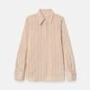 Striped Silk French Cuff Blouse -Lafayette 148 Store mbeg4r 2d02 camel multi flat
