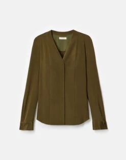 Organic Silk Stretch Georgette V-Neck Blouse