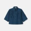 Hand Cutout Organic Cotton Poplin Cropped Shirt -Lafayette 148 Store mbfj8e 1r48 lido blue flat
