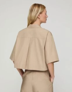 Organic Cotton Poplin Cropped Shirt -Lafayette 148 Store mbfj8r 1r48 clay back
