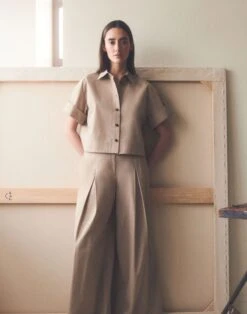 Organic Cotton Poplin Cropped Shirt -Lafayette 148 Store mbfj8r 1r48 clay elevated