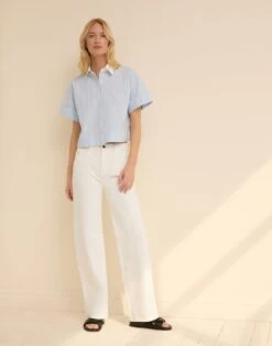 Striped Cotton Montauk Cropped Shirt -Lafayette 148 Store mbfj8r 2c58 oxford blue multi elevated