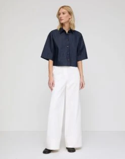 Lightweight Denim Cropped Shirt -Lafayette 148 Store mbfj8r 2c69 indigo full