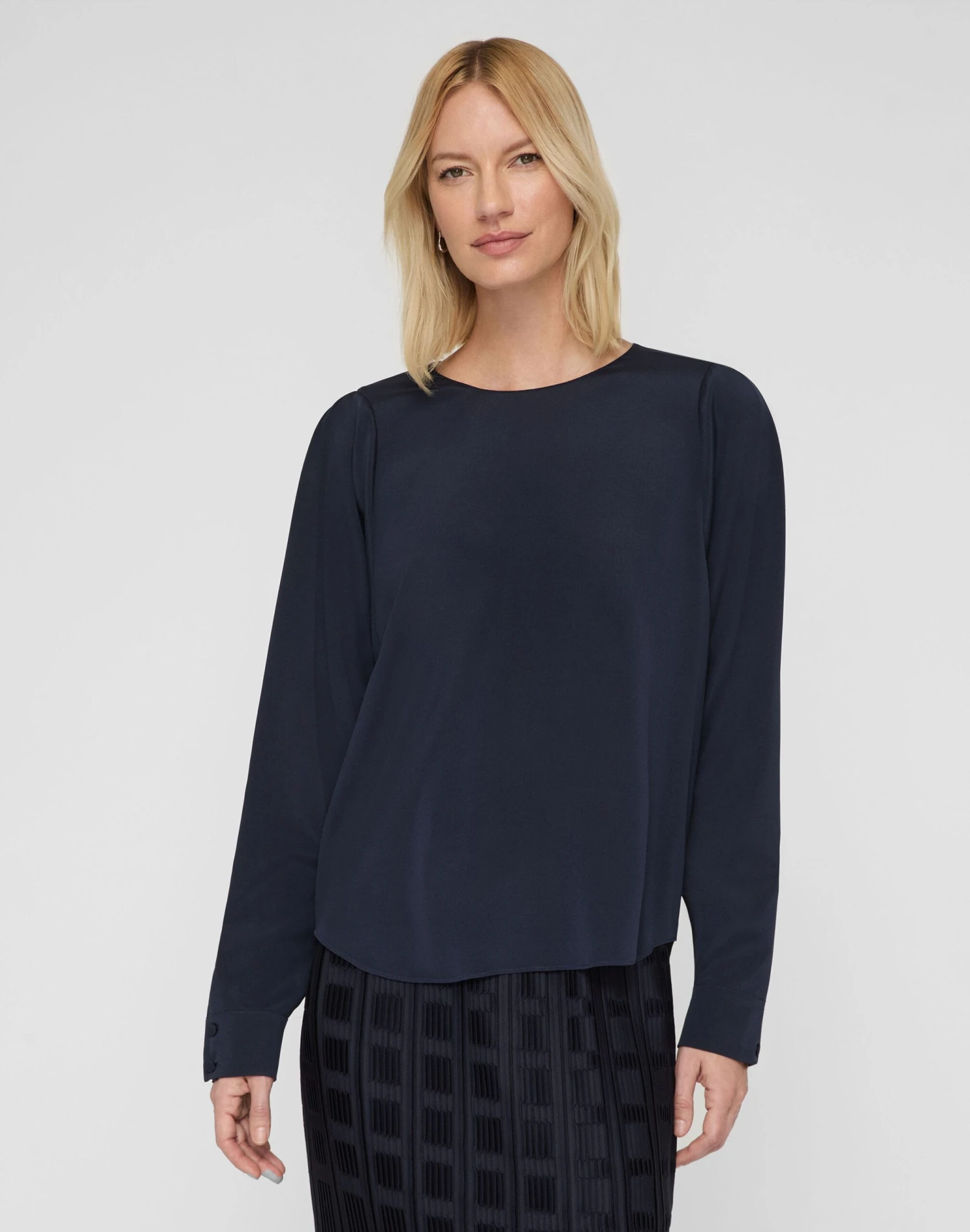 Organic Silk Stretch Georgette Pleated Shoulder Blouse 2 Organic Silk Stretch Georgette Pleated Shoulder Blouse - Image 2