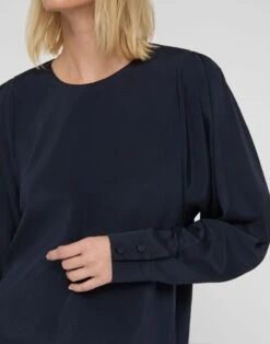 Organic Silk Stretch Georgette Pleated Shoulder Blouse 7 Organic Silk Stretch Georgette Pleated Shoulder Blouse -Lafayette 148 Store mbfk5r 1u40 ink detail