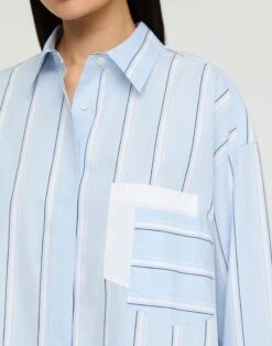 Striped Cotton Oversized Amagansett Shirt 8 Striped Cotton Oversized Amagansett Shirt -Lafayette 148 Store mbfl5r 2c65 oxford blue multi detail