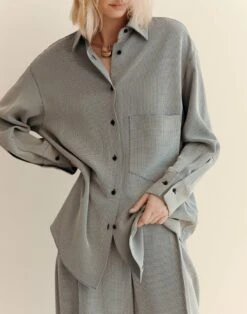 Fluid Houndstooth Jacquard Oversized Shirt 9 Fluid Houndstooth Jacquard Oversized Shirt -Lafayette 148 Store mbfm5r 2d05 black multi elevated priority hover