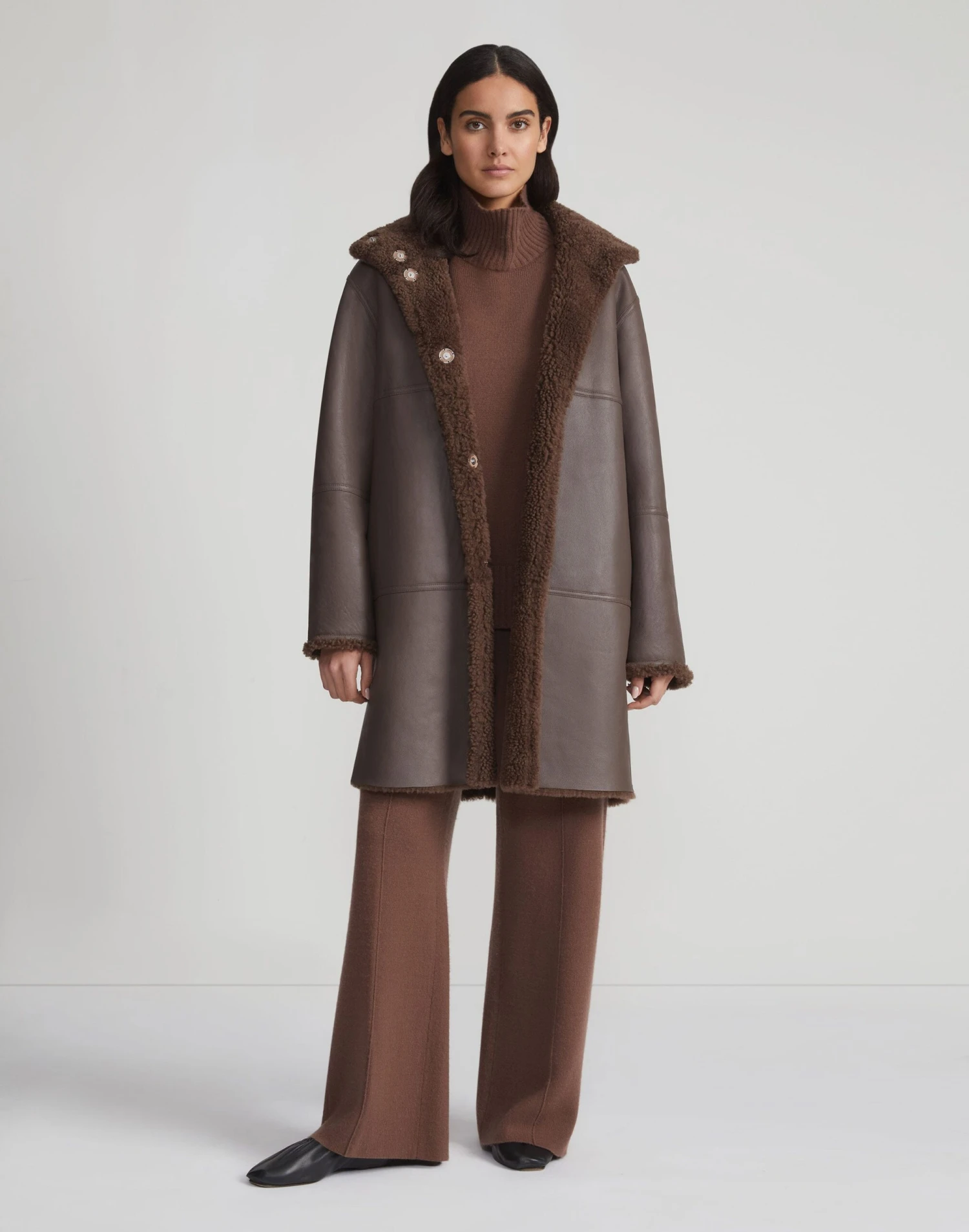 Shearling Reversible Funnel Collar Coat 3 Shearling Reversible Funnel Collar Coat - Image 3