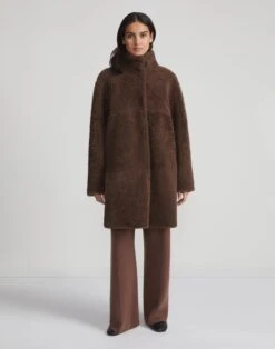 Shearling Reversible Funnel Collar Coat 10 Shearling Reversible Funnel Collar Coat -Lafayette 148 Store mcc07r f612 wood2