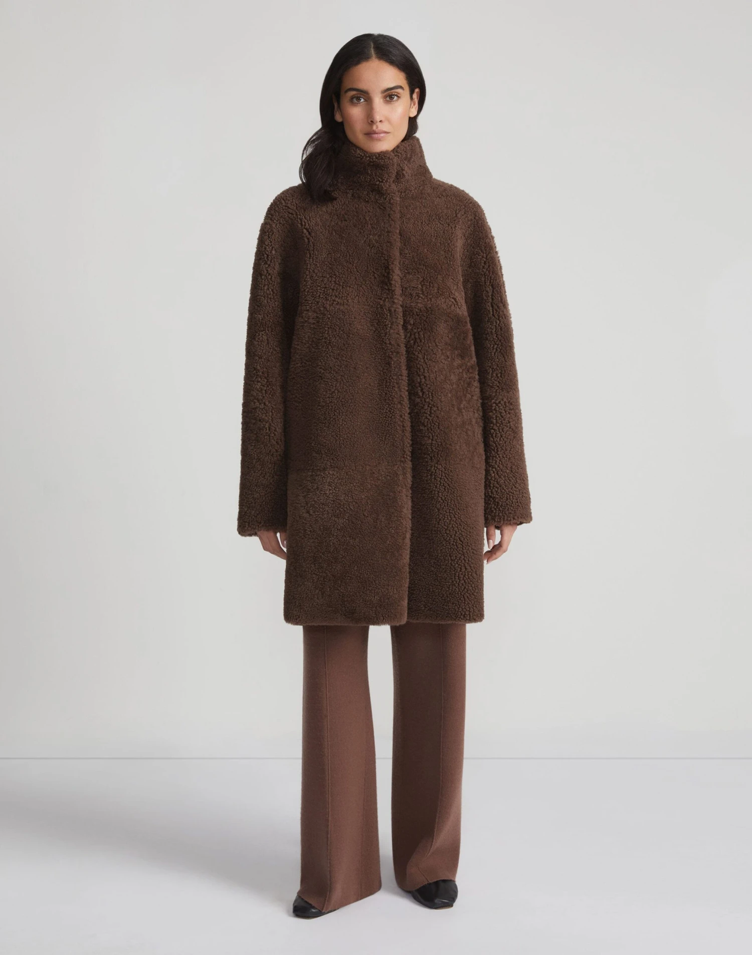Shearling Reversible Funnel Collar Coat 4 Shearling Reversible Funnel Collar Coat - Image 4