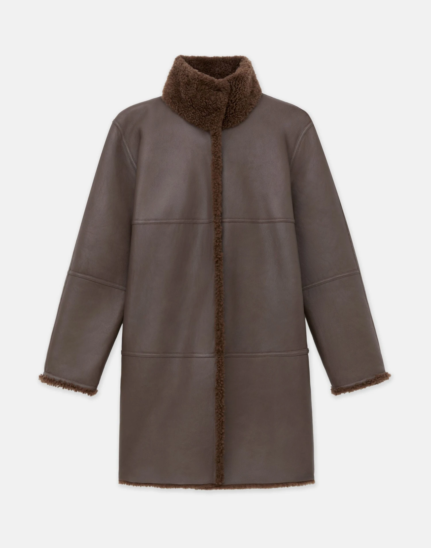 Shearling Reversible Funnel Collar Coat 1 Shearling Reversible Funnel Collar Coat