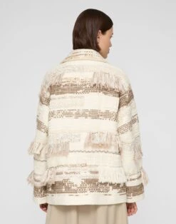 Interlace Jacquard & Handwoven Fringe Coat -Lafayette 148 Store mcc14e 2d09 cloud multi back