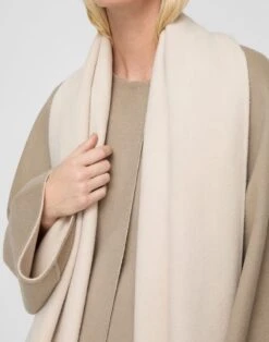 Two-Tone Cashmere Reversible Coat & Detachable Scarf -Lafayette 148 Store mcc65h 8318 hickory oatmeal melange detail