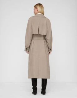 Responsible Stretch Wool Belted Oversized Trench Coat 8 Responsible Stretch Wool Belted Oversized Trench Coat -Lafayette 148 Store mcc66r 2a38 hickory melange back