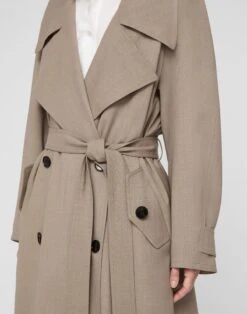 Responsible Stretch Wool Belted Oversized Trench Coat 7 Responsible Stretch Wool Belted Oversized Trench Coat -Lafayette 148 Store mcc66r 2a38 hickory melange detail