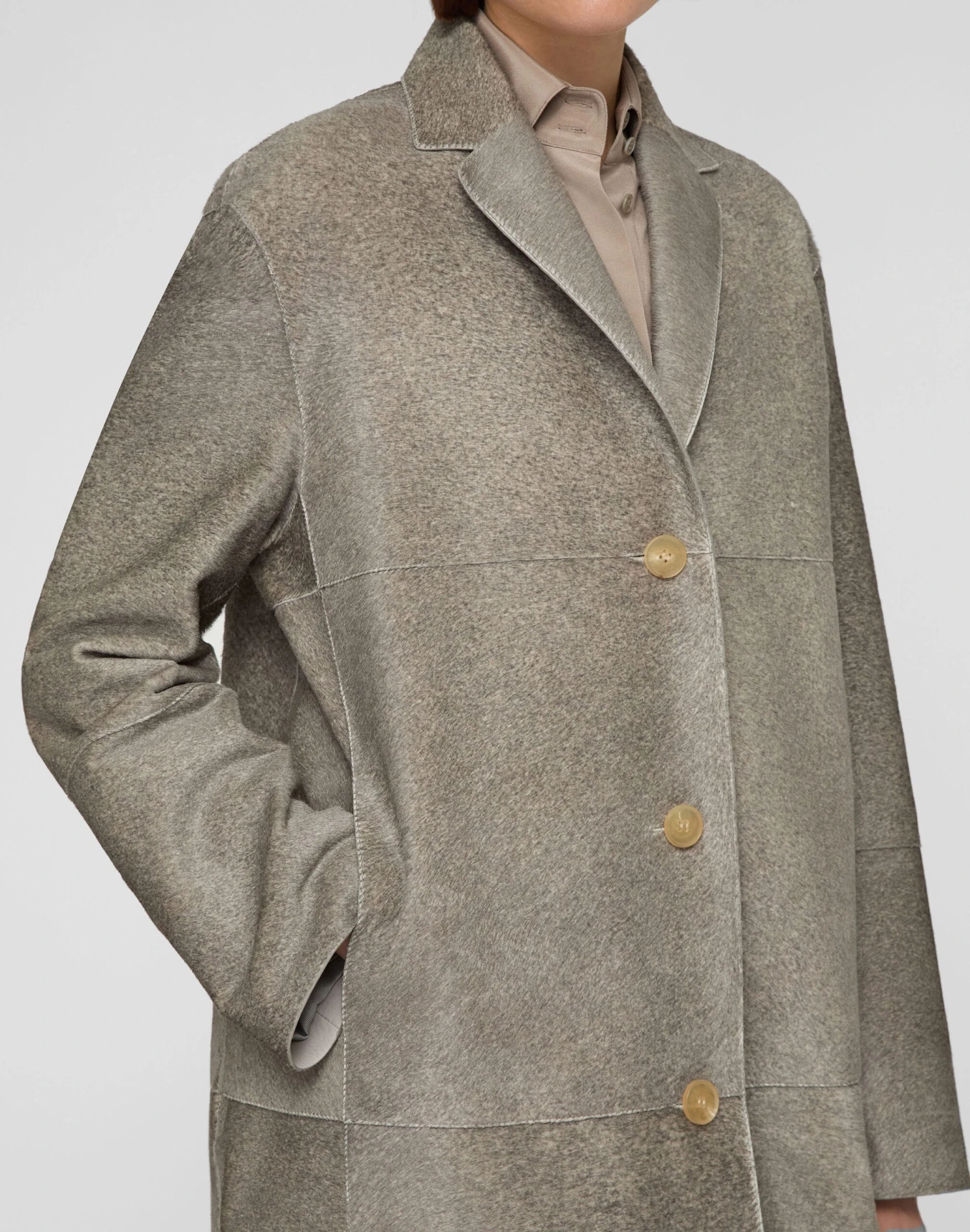 Calf Hair Three Button Coat 3 Calf Hair Three Button Coat - Image 3