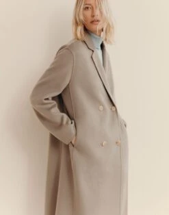 Wool-Cashmere Double Face Double Breasted Coat -Lafayette 148 Store mcc72r 5423 hickory elevated hover