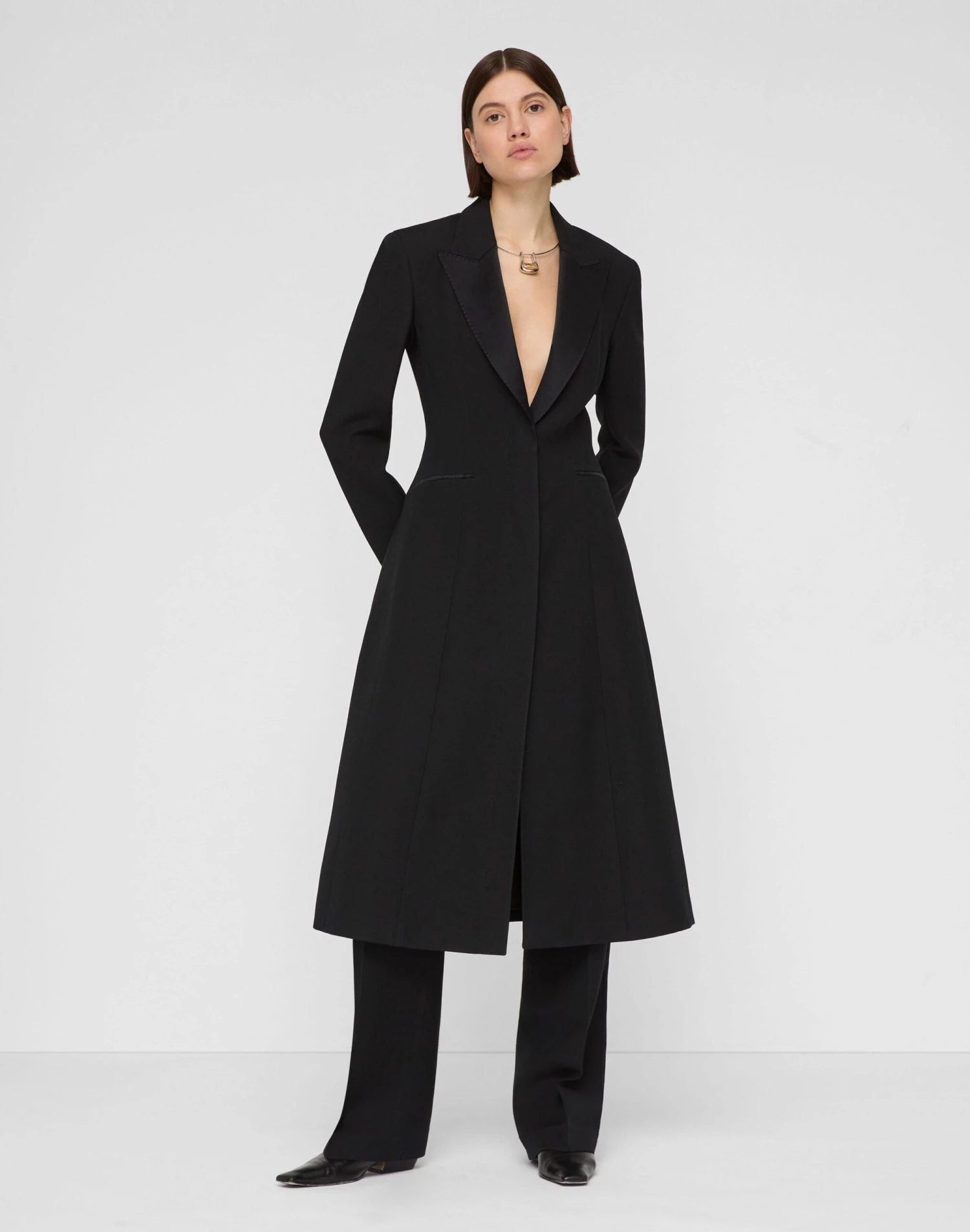 Wool-Silk Crepe Tuxedo Coat 2 Wool-Silk Crepe Tuxedo Coat - Image 2