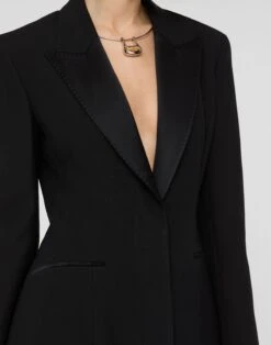 Wool-Silk Crepe Tuxedo Coat 6 Wool-Silk Crepe Tuxedo Coat -Lafayette 148 Store mcc75h 1u35 black detail