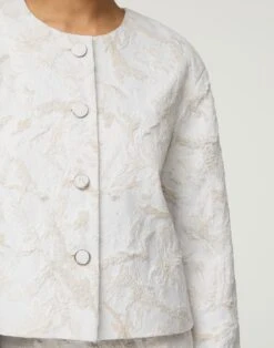 Speckled Glaze Jacquard Jacket -Lafayette 148 Store mjdm2r 2c75 pearl multi detail