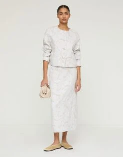 Speckled Glaze Jacquard Jacket -Lafayette 148 Store mjdm2r 2c75 pearl multi full