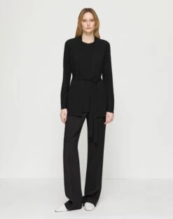 Matte Jersey V-Neck Belted Jacket 10 Matte Jersey V-Neck Belted Jacket -Lafayette 148 Store mjdt6r j868 black full