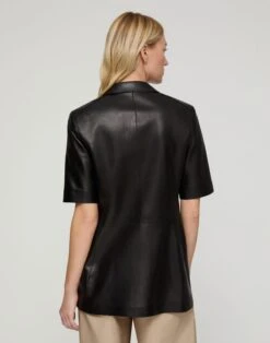 Nappa Leather Short Sleeve Blazer -Lafayette 148 Store mjdt7h l485 black back