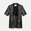 Nappa Leather Short Sleeve Blazer -Lafayette 148 Store mjdt7h l485 black flat
