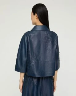 Lasercut Nappa Leather Cropped Jacket 9 Lasercut Nappa Leather Cropped Jacket -Lafayette 148 Store mjdu3e l485 lido blue back