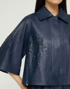 Lasercut Nappa Leather Cropped Jacket 7 Lasercut Nappa Leather Cropped Jacket -Lafayette 148 Store mjdu3e l485 lido blue detail