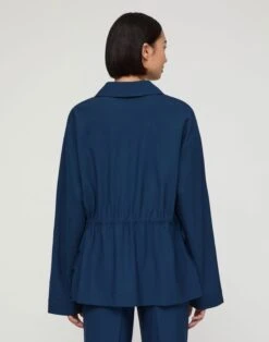 Tropical Wool Gathered Waist Oversized Jacket 9 Tropical Wool Gathered Waist Oversized Jacket -Lafayette 148 Store mjdu9r 2b57 lido blue back