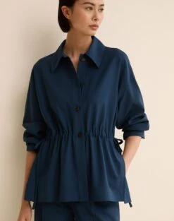 Tropical Wool Gathered Waist Oversized Jacket 11 Tropical Wool Gathered Waist Oversized Jacket -Lafayette 148 Store mjdu9r 2b57 lido blue elevated priority hover