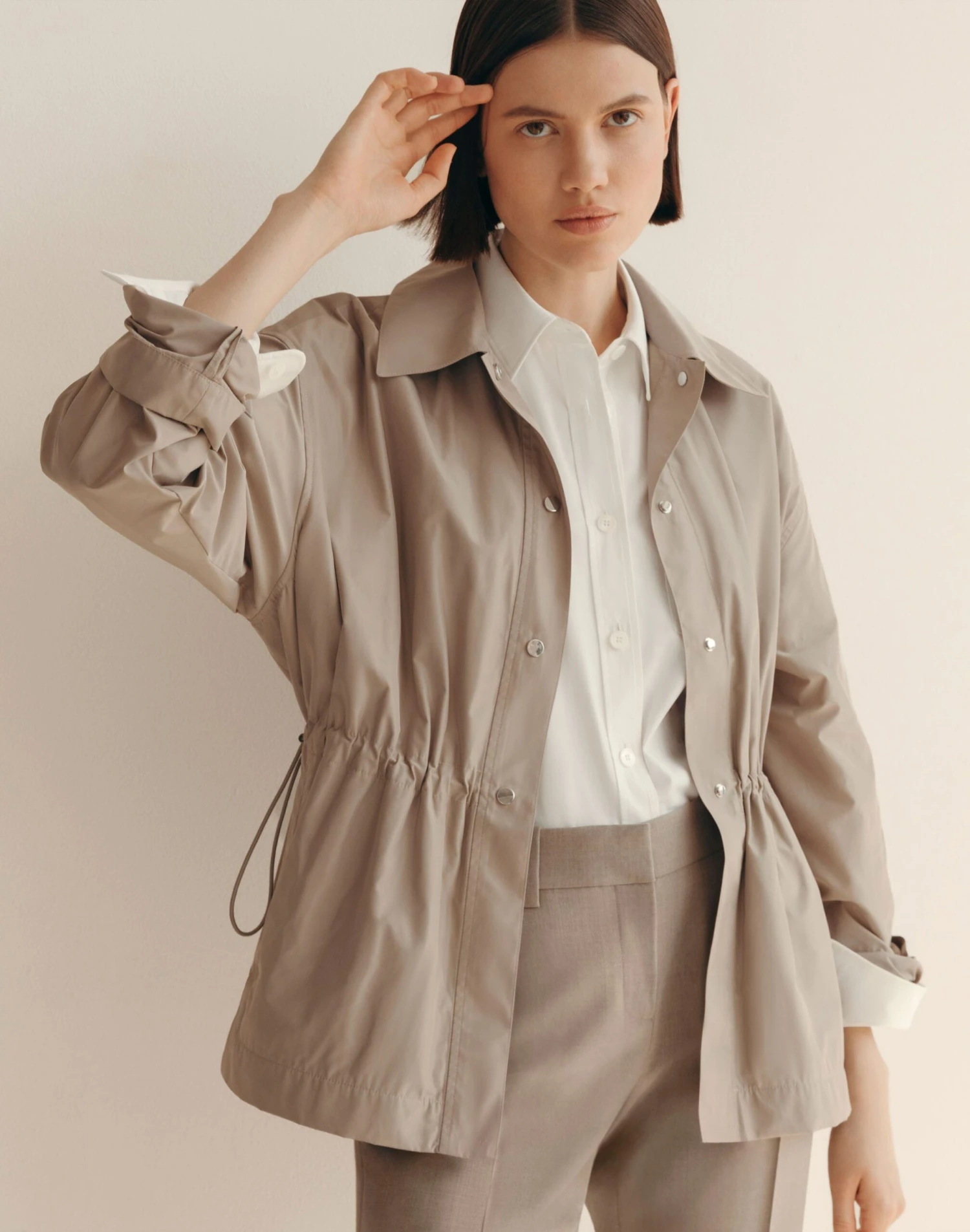 Tech Twill Gathered Waist Oversized Jacket 6 Tech Twill Gathered Waist Oversized Jacket - Image 6