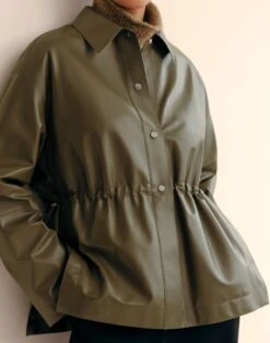 Lightweight Lambskin Leather Gathered Waist Oversized Jacket 7 Lightweight Lambskin Leather Gathered Waist Oversized Jacket -Lafayette 148 Store mjdu9v l427 garland green elevated priority