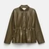 Lightweight Lambskin Leather Gathered Waist Oversized Jacket -Lafayette 148 Store mjdu9v l427 garland green flat