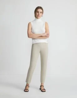 Techno Stretch Twill Stanton Pant -Lafayette 148 Store mp774r 9458 khaki full