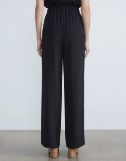 Organic Silk Crepe De Chine Perry Pant -Lafayette 148 Store mpd56r 5553 black back