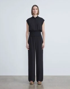 Organic Silk Crepe De Chine Perry Pant -Lafayette 148 Store mpd56r 5553 black full