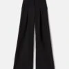 Responsible Wool Double Face Warren Pleated Wide Leg Pant -Lafayette 148 Store mpe49r 8034 black flat